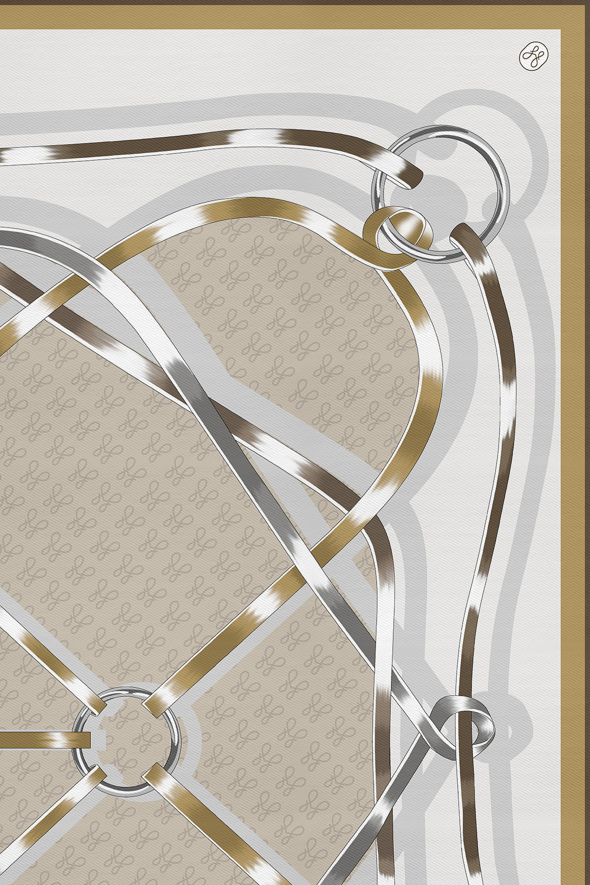 Poanes Marin Monogram Desenli Twill İpek Eşarp görseli 2