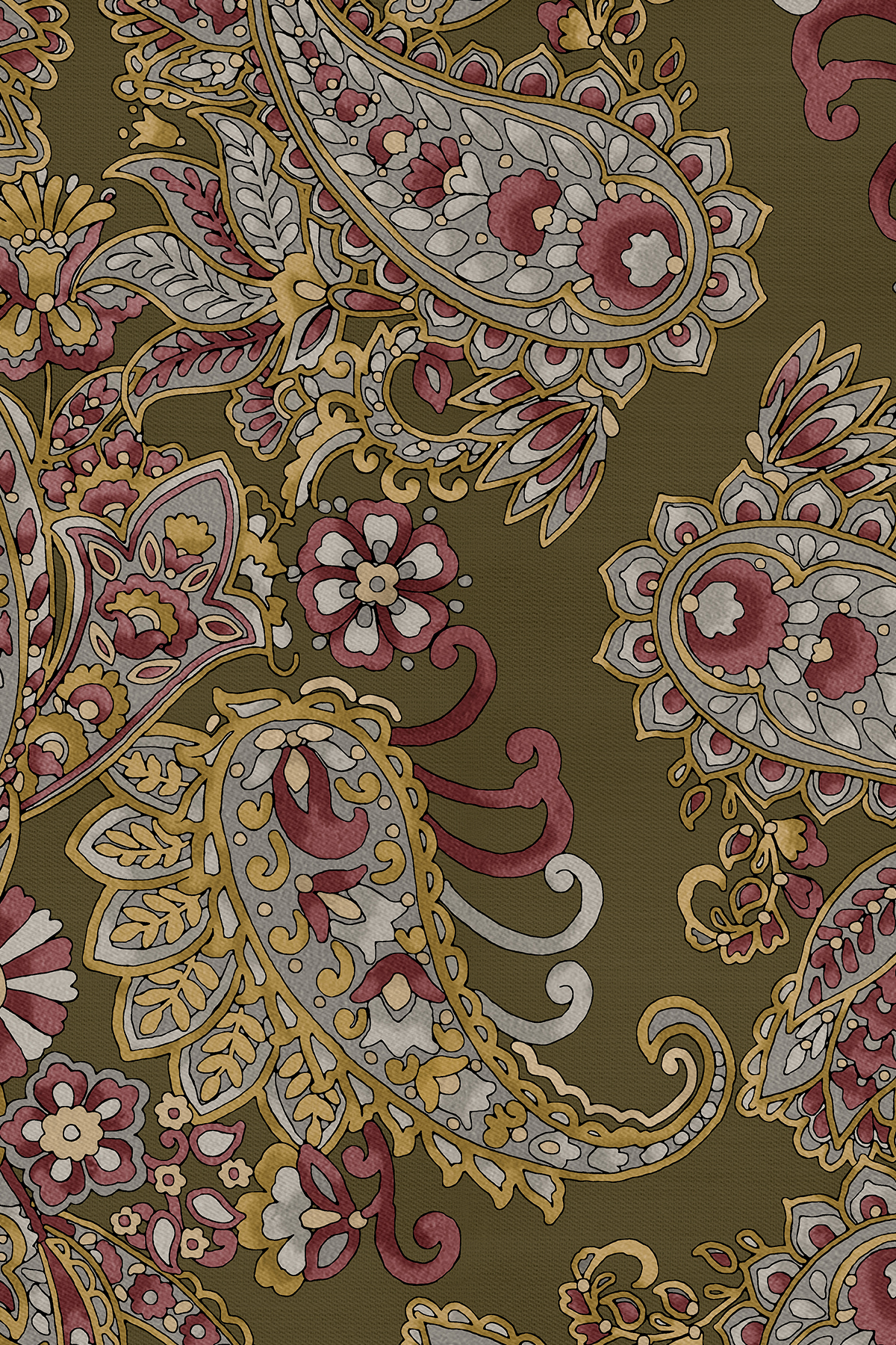 Paisley Desenli Twill İpek Eşarp görseli 2