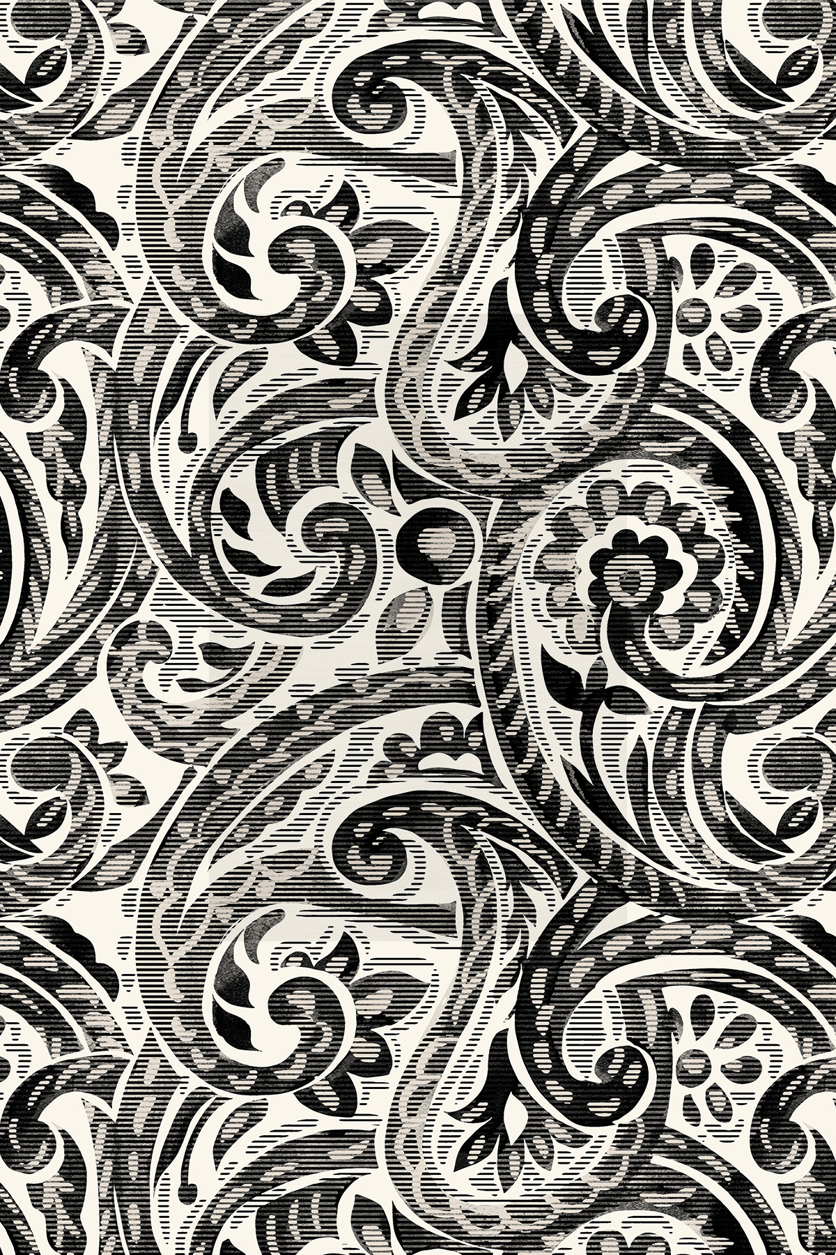 Paisley Dalgası Desenli Krep İpek Şal görseli 2