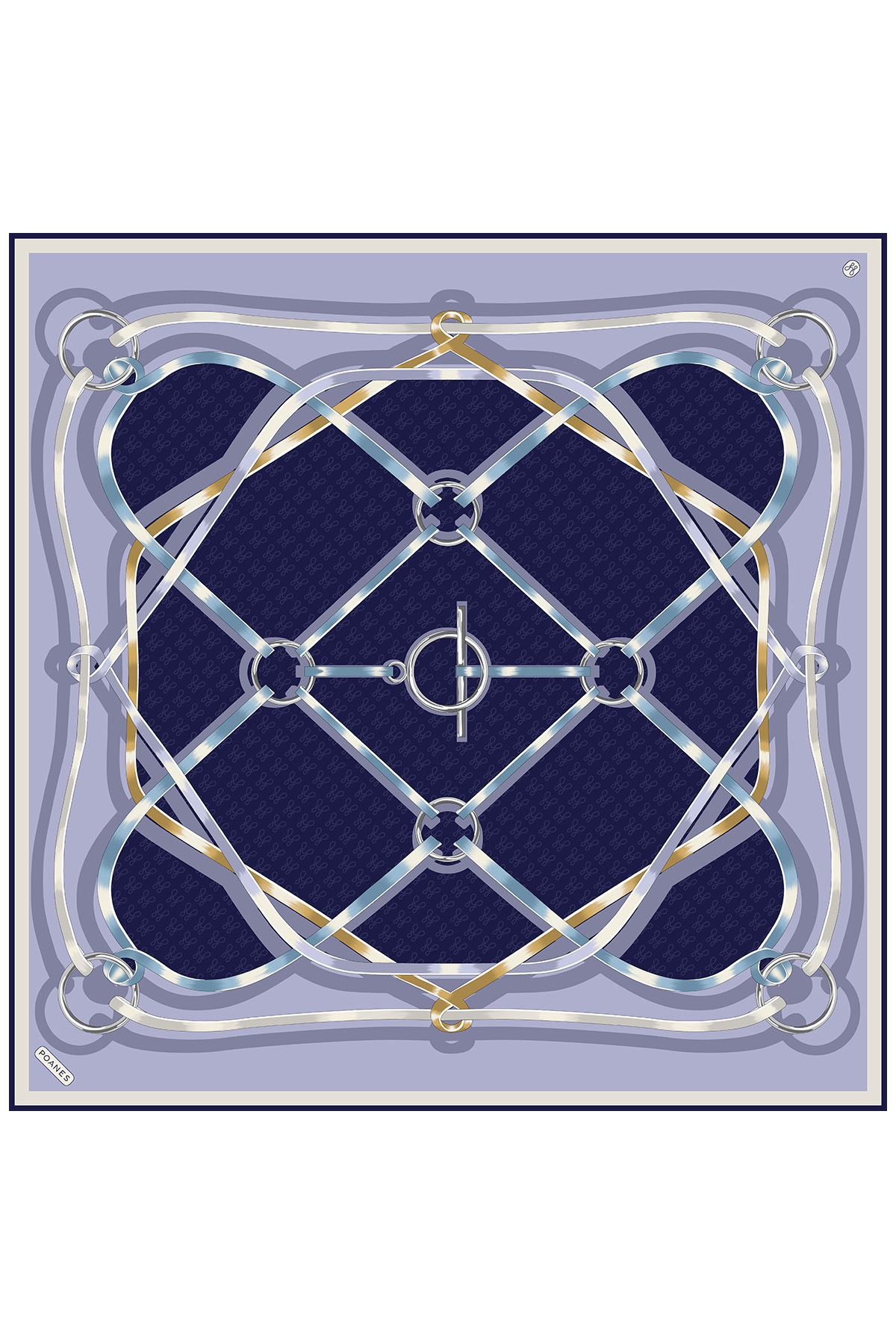 Poanes Marin Monogram Desenli Twill İpek Eşarp görseli 2