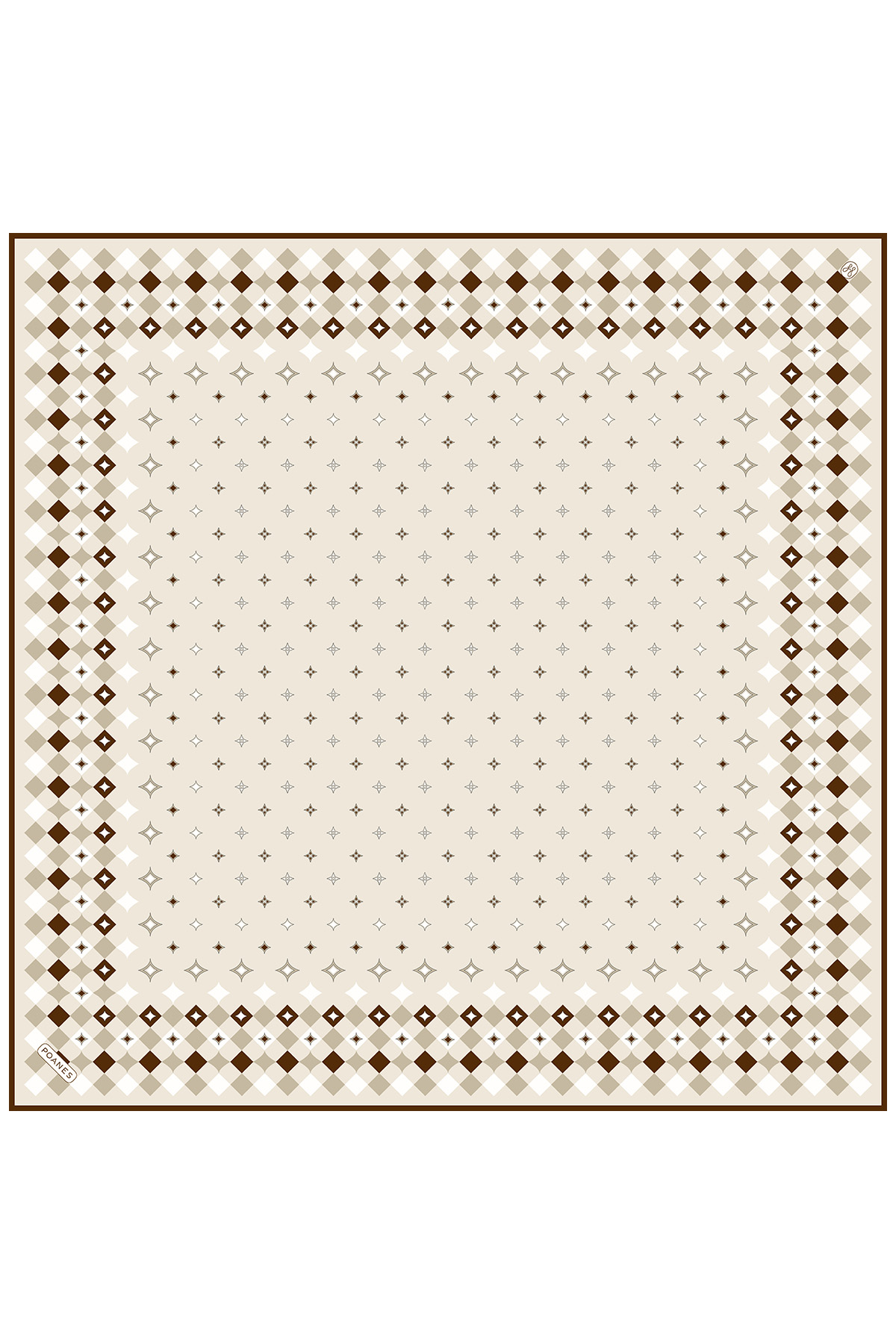 Poanes Yıldız Desenli Twill İpek Eşarp görseli 1