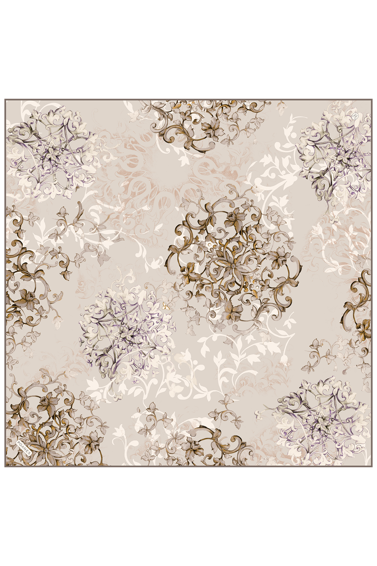 Poanes Saray Desenli Twill İpek Eşarp görseli 1