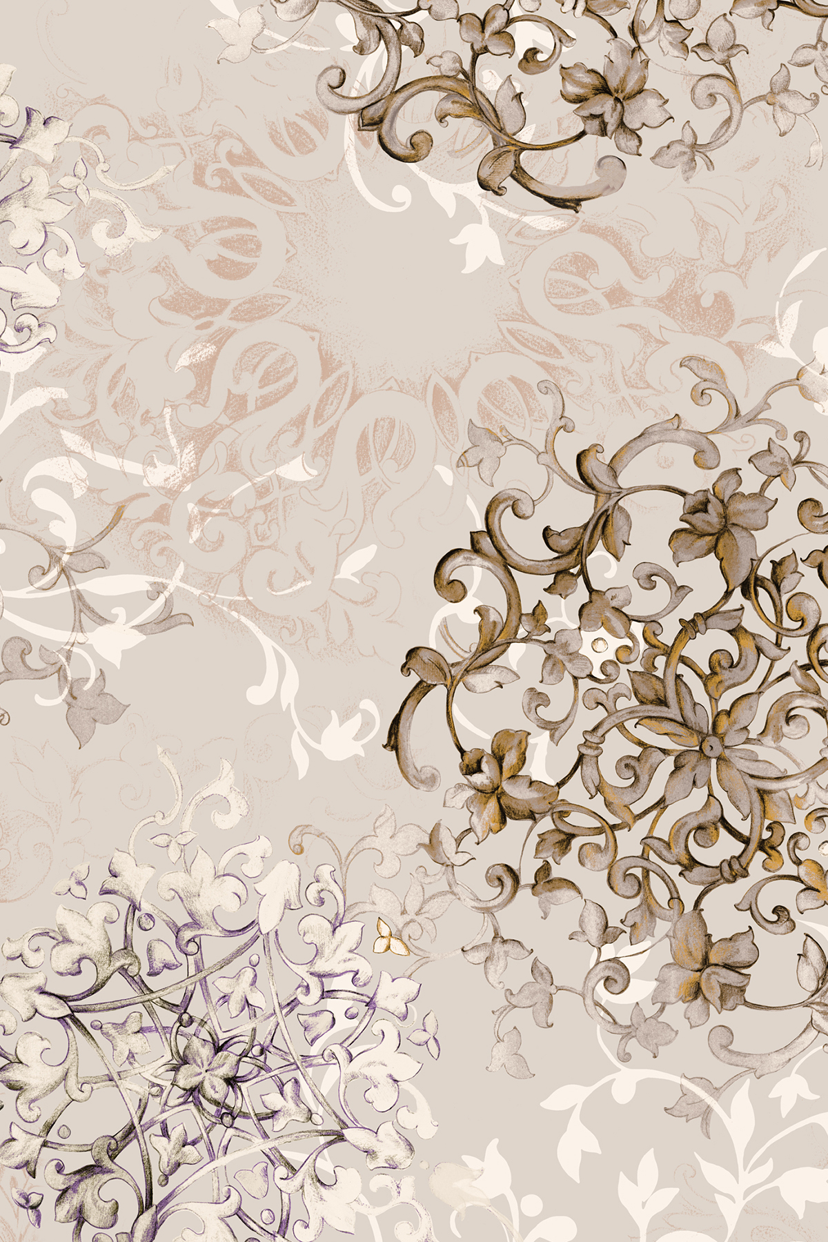 Poanes Saray Desenli Twill İpek Eşarp görseli 2