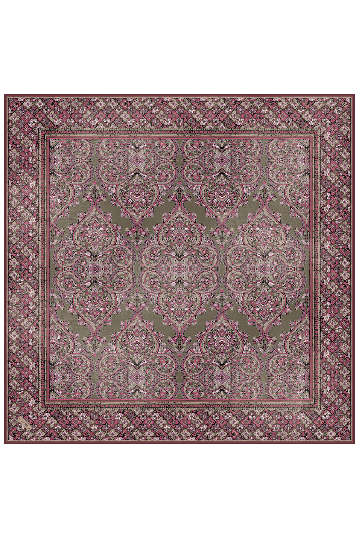 Poanes Madalyon Desenli Twill İpek Eşarp görseli 1