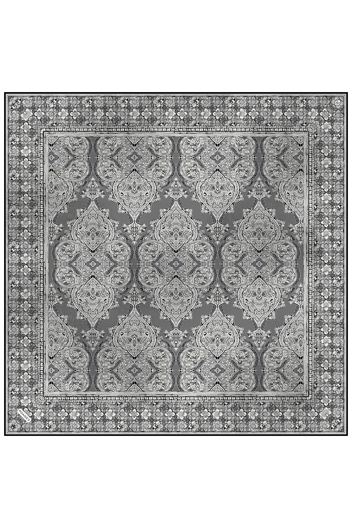 Poanes Madalyon Desenli Twill İpek Eşarp görseli 1